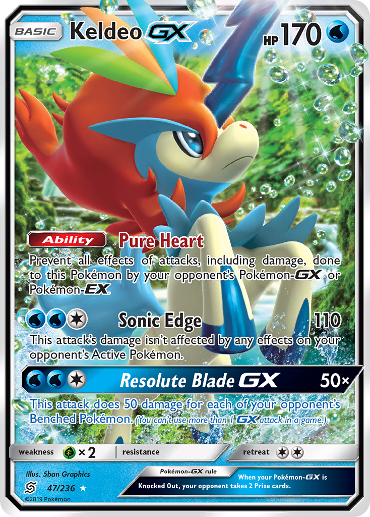 Pokémonkaart 047/236 - Keldeo-GX - Unified Minds - [Rare Holo GX]