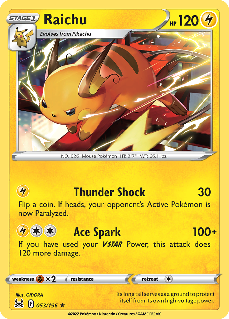 053/196 - Raichu - Reverse Holo - [Rare]
