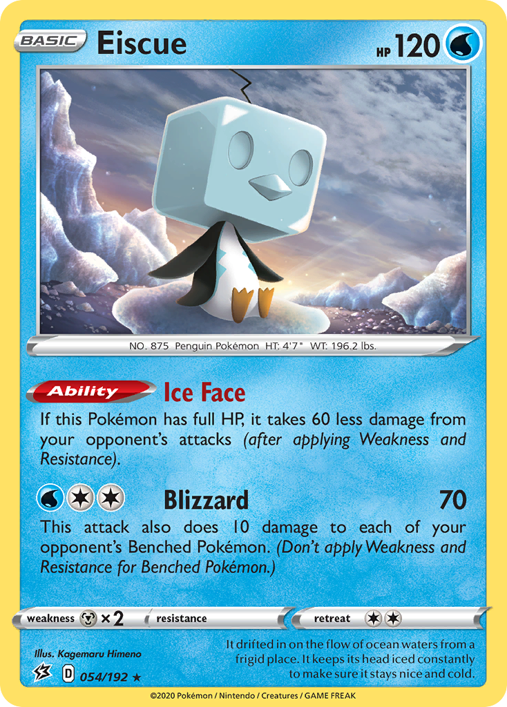Pokémonkaart 054/192 - Eiscue - Rebel Clash - [Rare Holo]