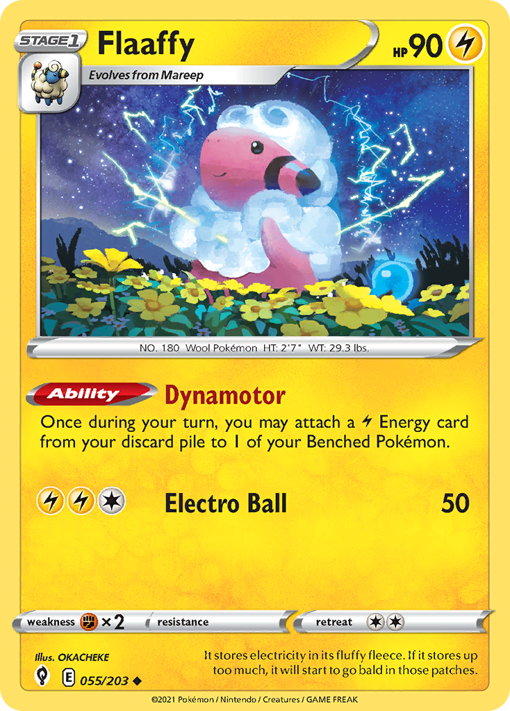 Pokémonkaart 055/203 - Flaaffy - Evolving Skies - [Uncommon]