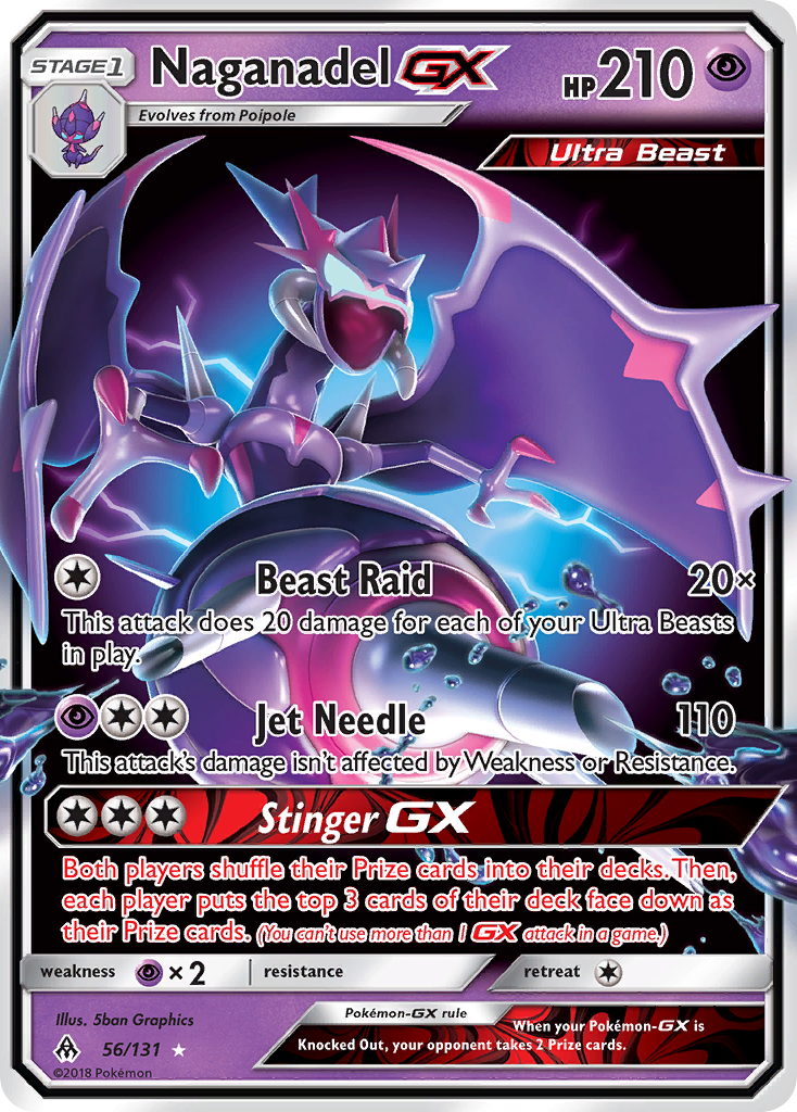 Pokémonkaart 056/131 - Naganadel-GX - Forbidden Light - [Rare Holo GX]