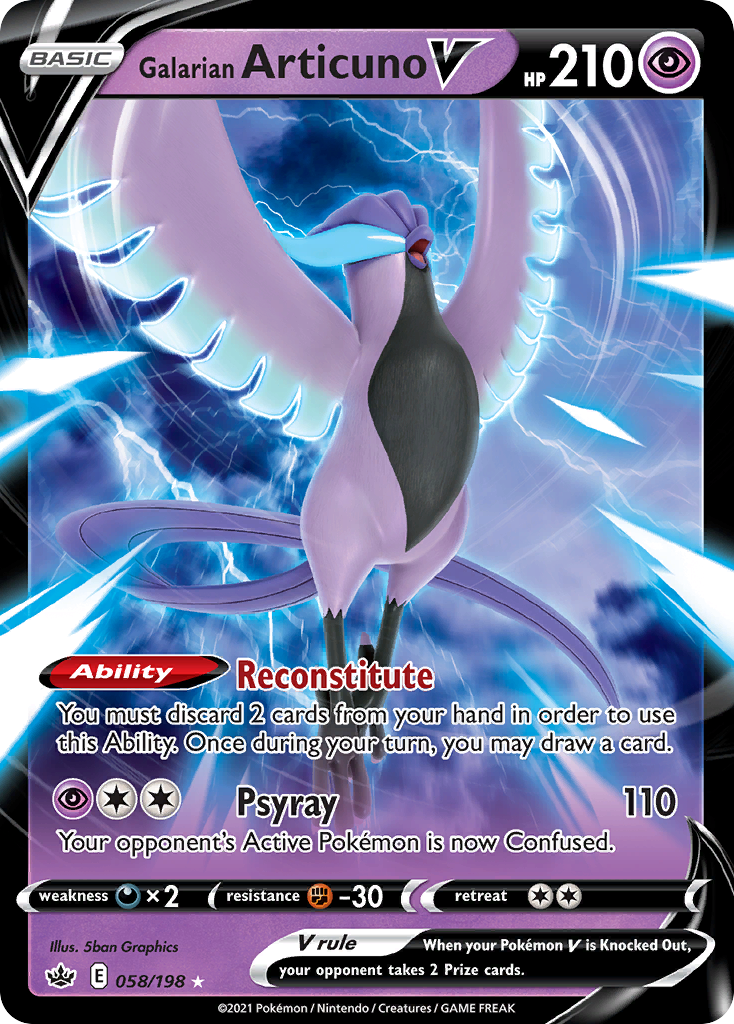 Pokémonkaart 058/198 - Galarian Articuno V - Chilling Reign - [Rare Holo V]