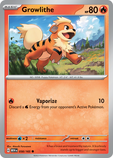 058/165 - Growlithe - [Common] - Reverse Holo