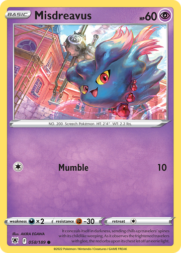 058/189 - Misdreavus - Reverse Holo - [Common]