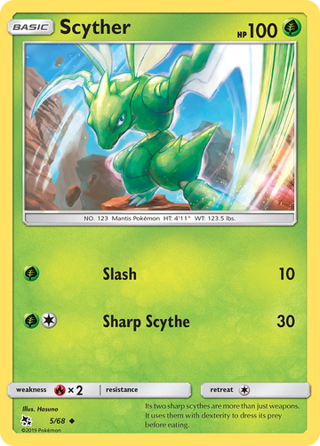 Pokémonkaart 005/068 - Scyther - Hidden Fates - [Uncommon]