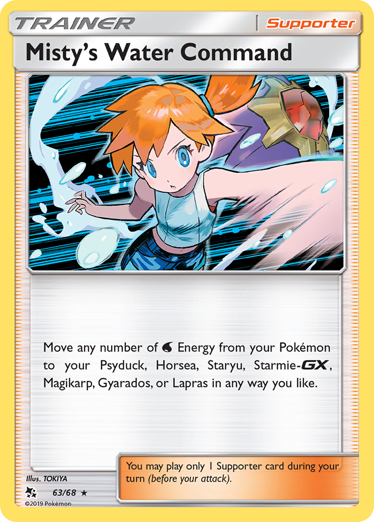 Pokémonkaart 063/068 - Misty's Water Command - Hidden Fates - [Rare Holo]