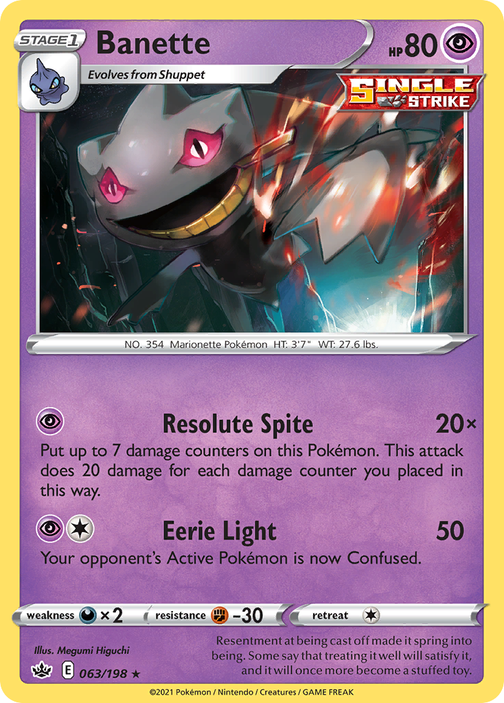 Pokémonkaart 063/198 - Banette - Chilling Reign - [Rare]