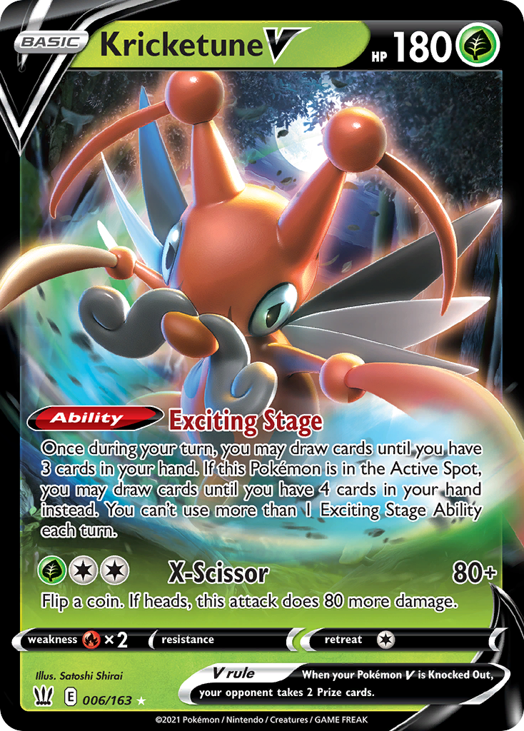 Pokémonkaart 006/163 - Kricketune V - Battle Styles - [Rare Holo V]