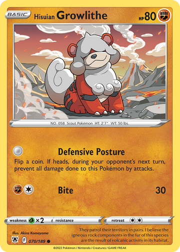 070/189 - Hisuian Growlithe - Reverse Holo - [Common]