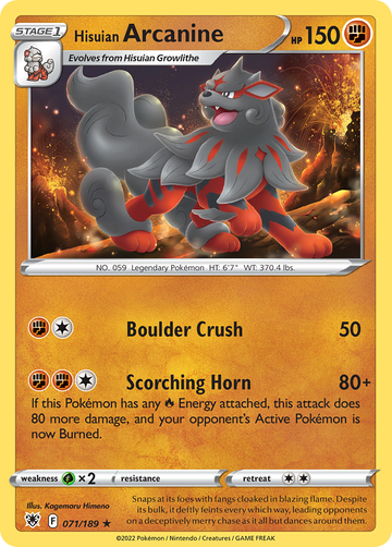 071/189 - Hisuian Arcanine - Reverse Holo - [Rare]