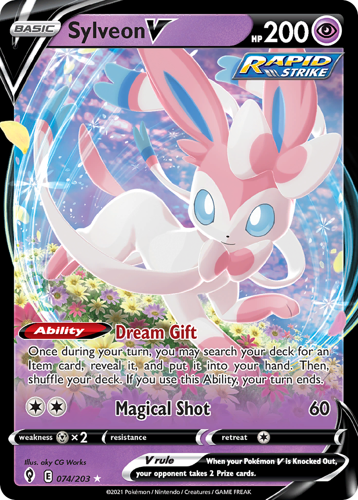 Pokémonkaart 074/203 - Sylveon V - Evolving Skies - [Rare Holo V]