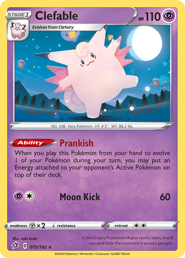 Pokémonkaart 075/192 - Clefable - Rebel Clash - [Rare Holo]