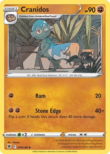 076/189 - Cranidos - Reverse Holo - [Uncommon]