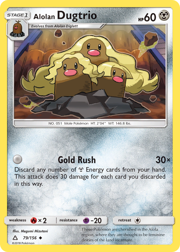 Pokémonkaart 079/156 - Alolan Dugtrio - Ultra Prism - [Uncommon]