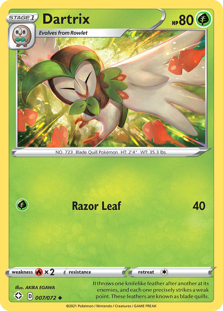 Pokémonkaart 007/072 - Dartrix - Shining Fates - [Uncommon]