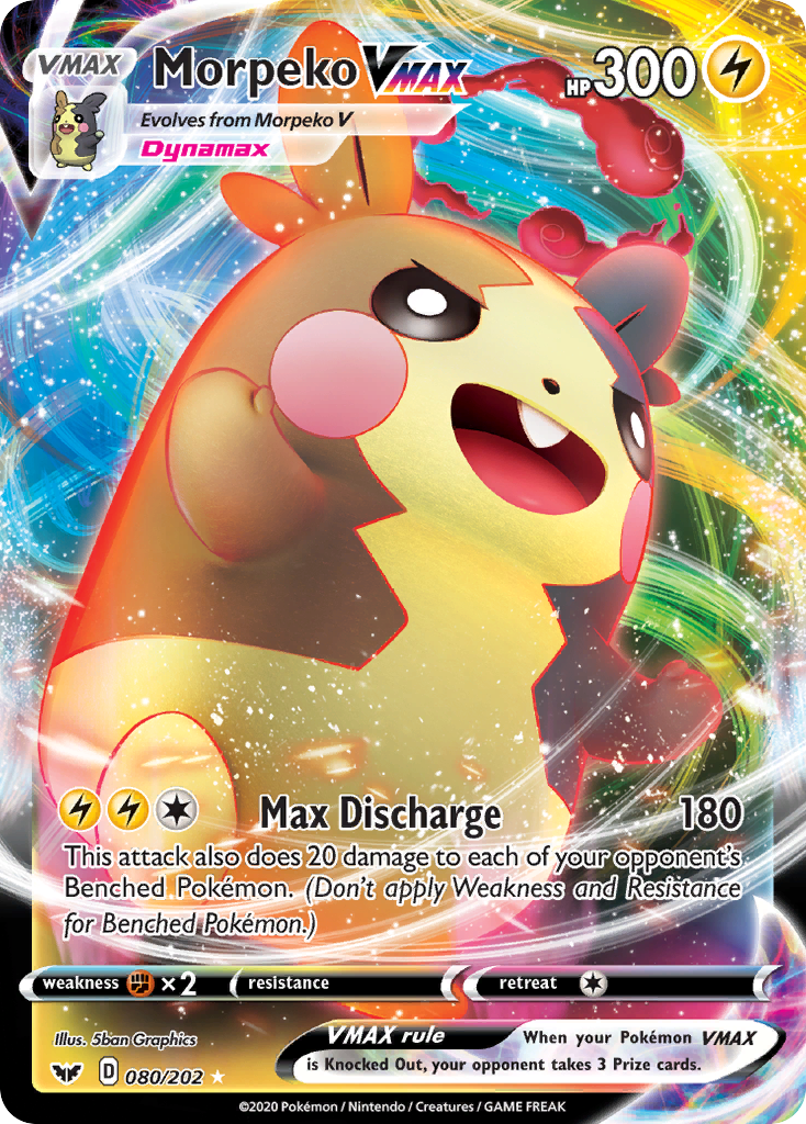 Pokémonkaart 080/202 - Morpeko VMAX - Sword & Shield - [Rare Holo VMAX]