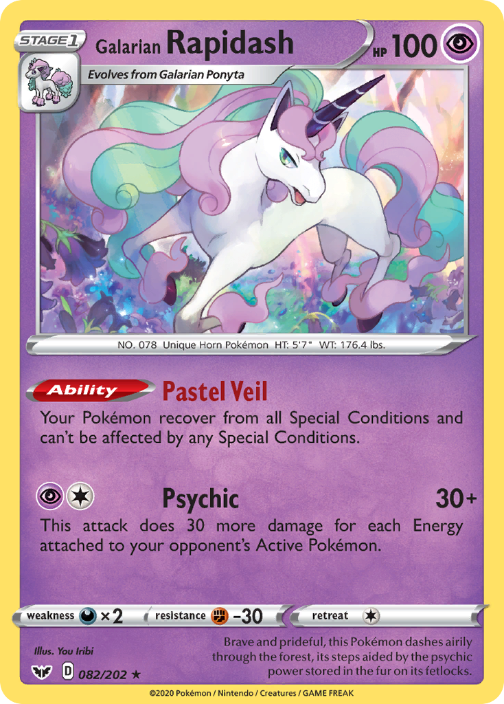 Pokémonkaart 082/202 - Galarian Rapidash - Sword & Shield - [Rare]
