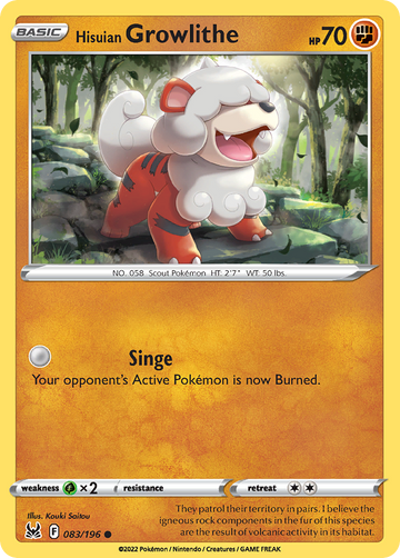 083/196 - Hisuian Growlithe - Reverse Holo - [Common]