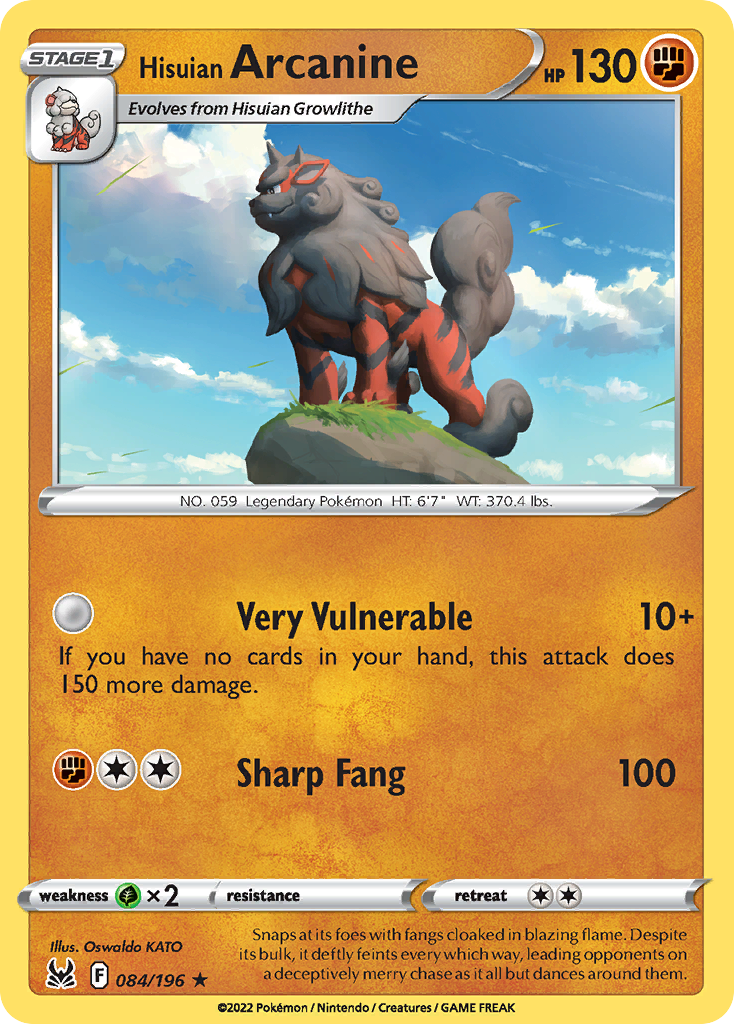 084/196 - Hisuian Arcanine - Reverse Holo - [Rare Holo]