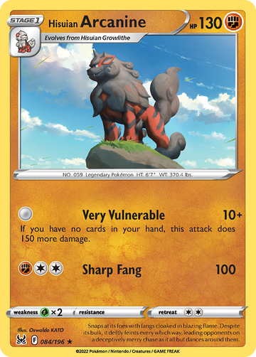 084/196 - Hisuian Arcanine - Reverse Holo - [Rare Holo]