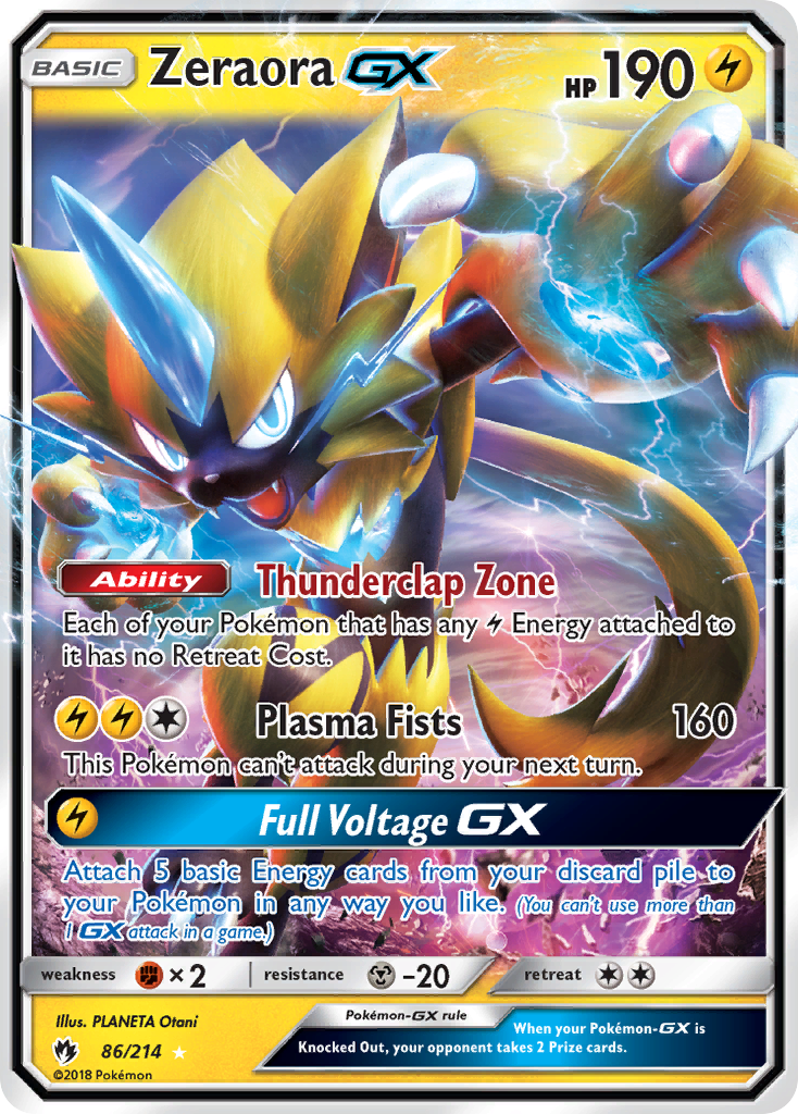 Pokémonkaart 086/214 - Zeraora-GX - Lost Thunder - [Rare Holo GX]