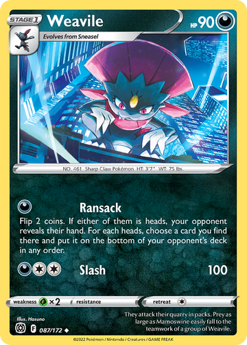 087/172 - Weavile - Reverse Holo -  [Uncommon]