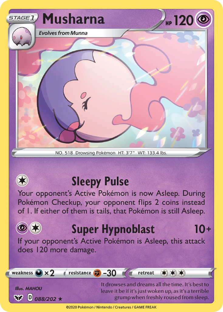 Pokémonkaart 088/202 - Musharna - Sword & Shield - [Rare]