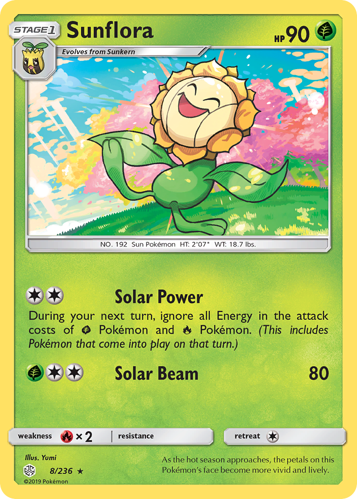 Pokémonkaart 008/236 - Sunflora - Cosmic Eclipse - [Rare]