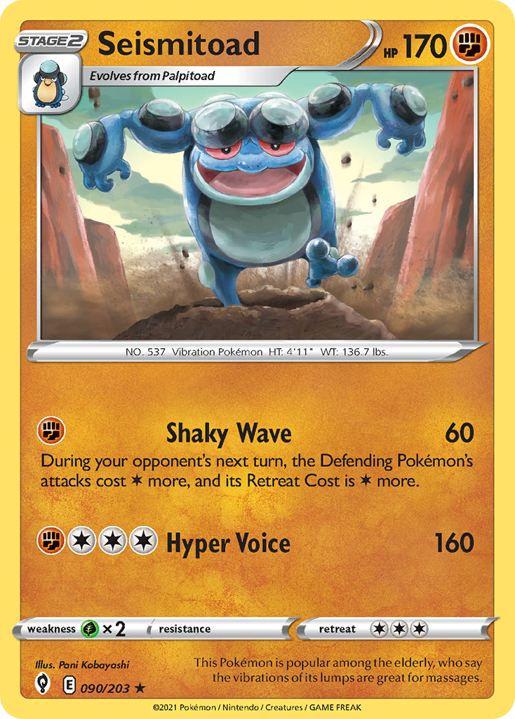 Pokémonkaart 090/203 - Seismitoad - Evolving Skies - [Rare]