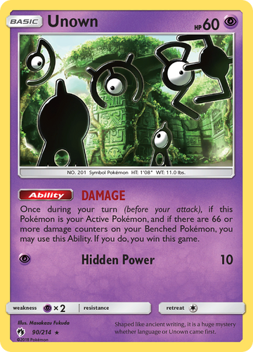 Pokémonkaart 090/214 - Unown - Lost Thunder - [Rare]