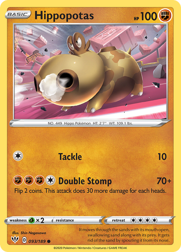 093/189 - Hippopotas - [Common] - Reverse Holo