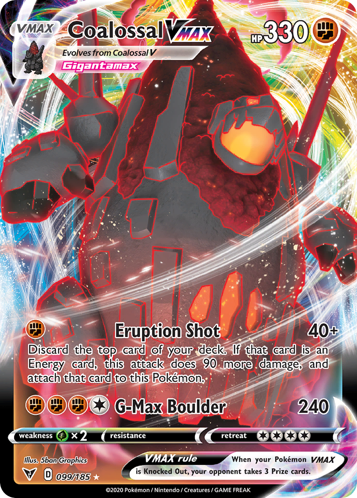 Pokémonkaart 099/185 - Coalossal VMAX - Vivid Voltage - [Rare Holo VMAX]