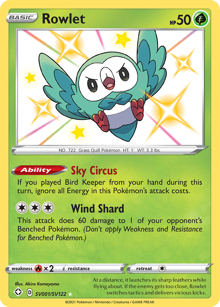 Pokémonkaart SV001/SV122 - Rowlet - Shiny Vault - [Rare Shiny]