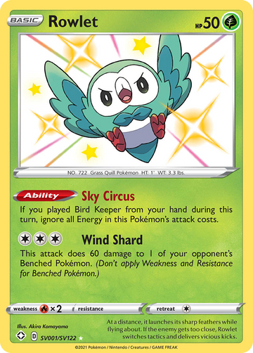 Pokémonkaart SV001/SV122 - Rowlet - Shiny Vault - [Rare Shiny]