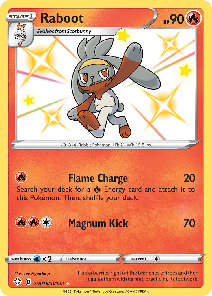 Pokémonkaart SV016/SV122 - Raboot - Shiny Vault - [Rare Shiny]