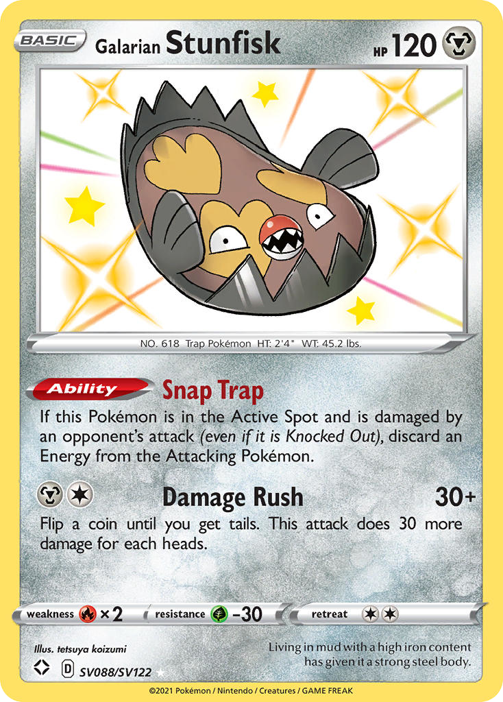 Pokémonkaart SV088/SV122 - Galarian Stunfisk - Shiny Vault - [Rare Shiny]