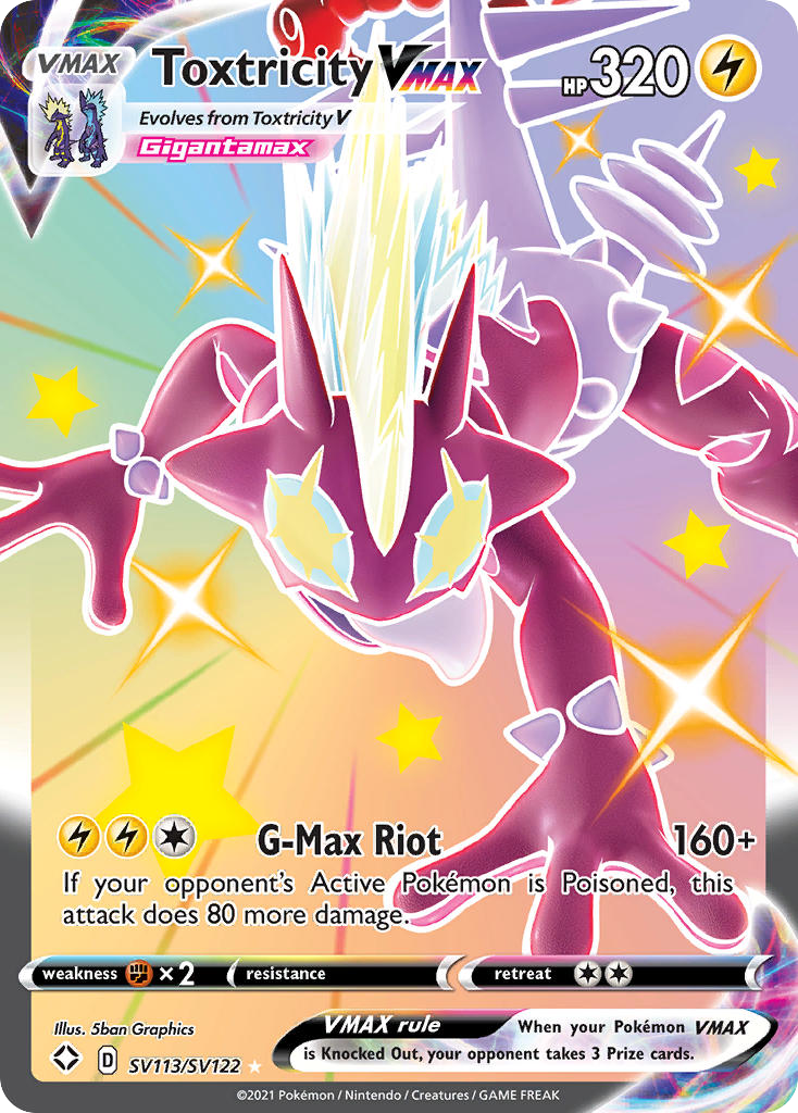 Pokémonkaart SV113/SV122 - Toxtricity VMAX - Shiny Vault - [Rare Holo VMAX]