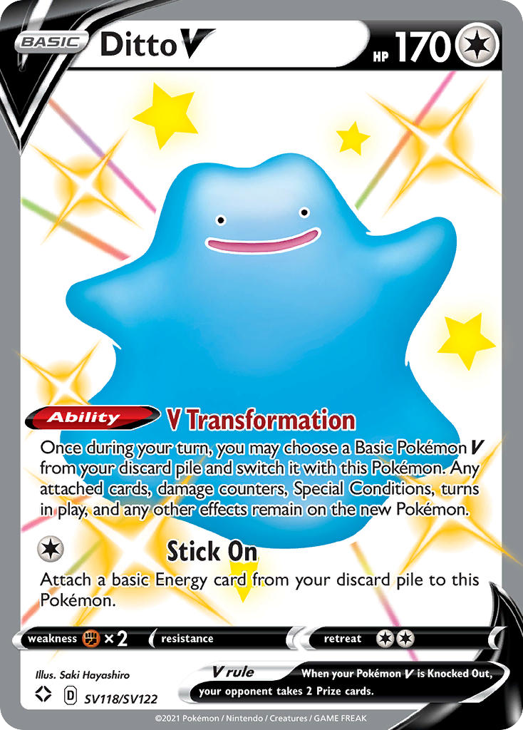 Pokémonkaart SV118/SV122 - Ditto V - Shiny Vault - [Rare Holo V]