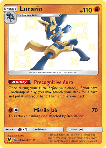Pokémonkaart SV22/V94 - Lucario - Shiny Vault - [Rare Shiny]