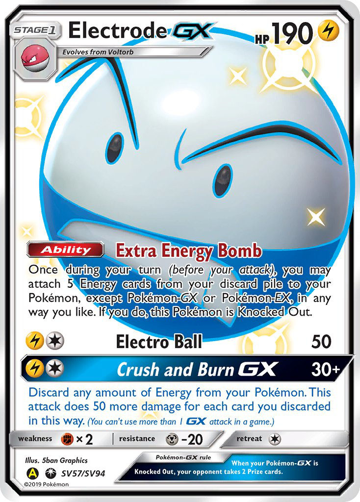 Pokémonkaart SV57/V94 - Electrode-GX - Shiny Vault - [Rare Shiny GX]
