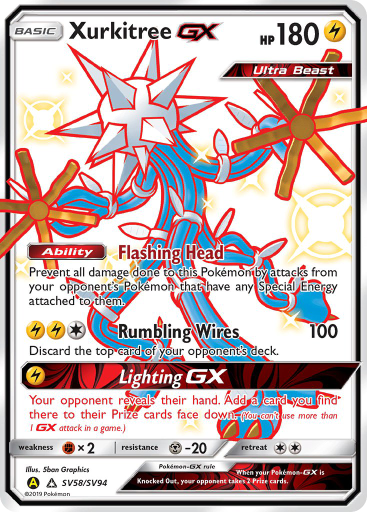 Pokémonkaart SV58/V94 - Xurkitree-GX - Shiny Vault - [Rare Shiny GX]