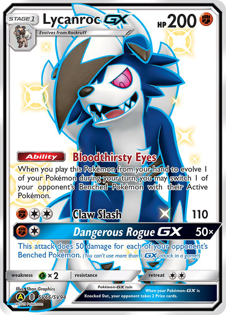 Pokémonkaart SV66/V94 - Lycanroc-GX - Shiny Vault - [Rare Shiny GX]