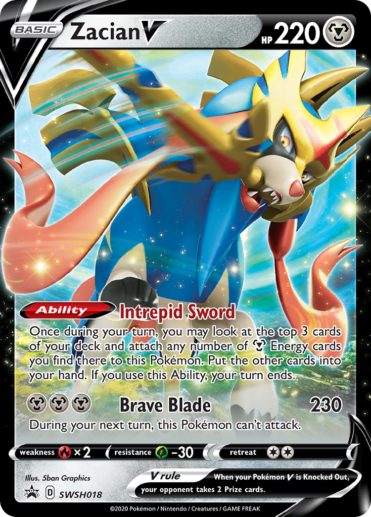 Pokémonkaart SWSH018 - Zacian V - SWSH Black Star Promos - [Promo]