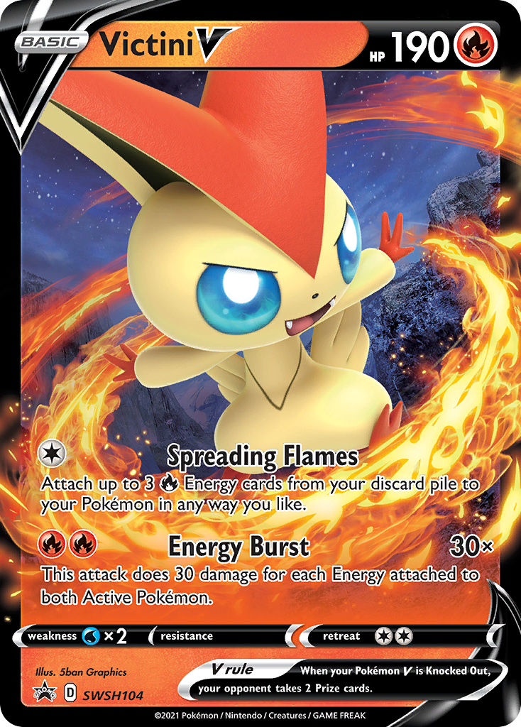 Pokémonkaart SWSH104 - Victini V - SWSH Black Star Promos - [Promo]