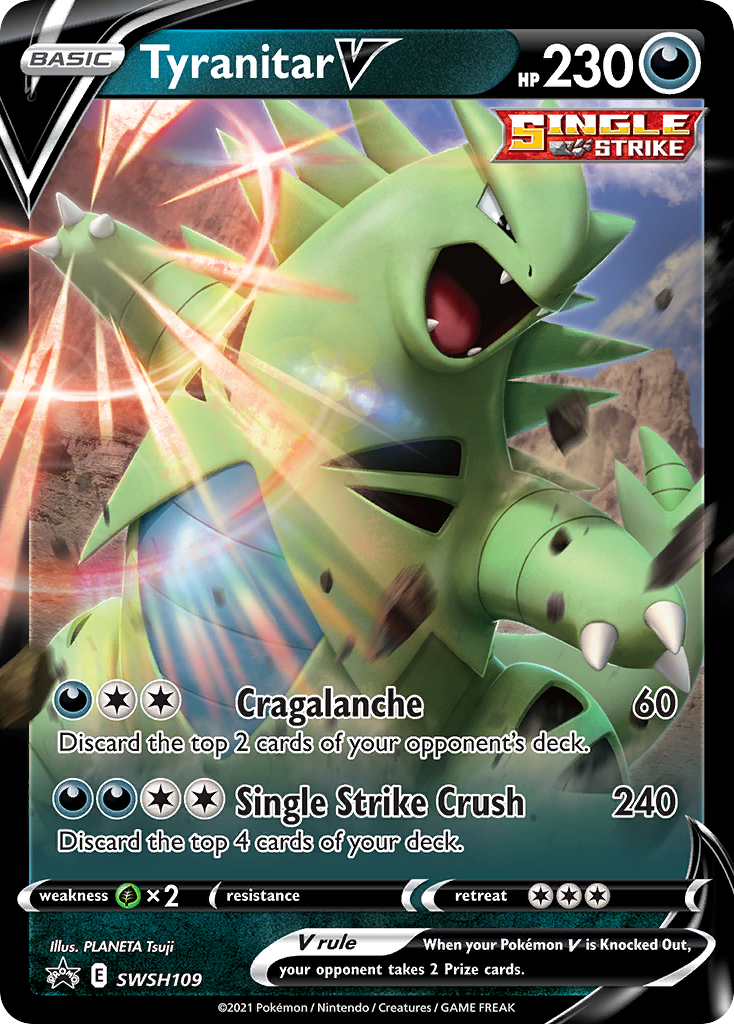 Pokémonkaart SWSH109 - Tyranitar V - SWSH Black Star Promos - [Promo]