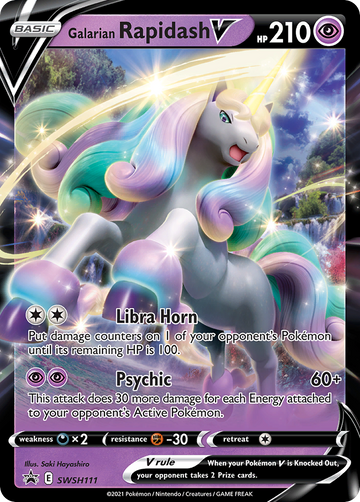 Pokémonkaart SWSH111 - Galarian Rapidash V - SWSH Black Star Promos - [Promo]