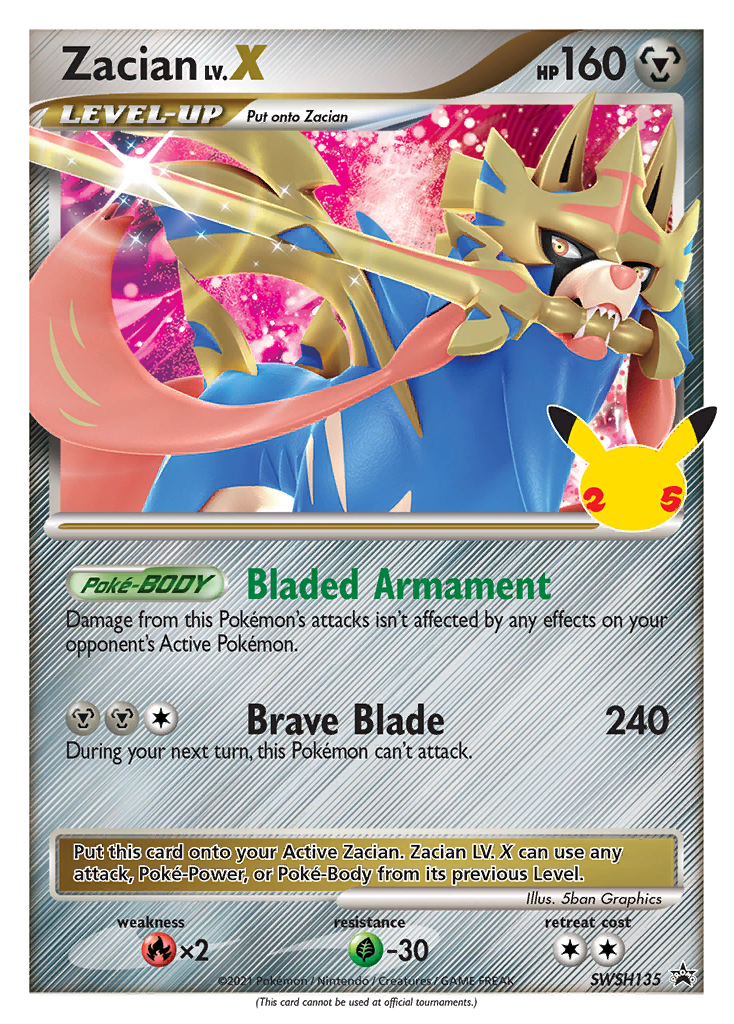 Pokémonkaart SWSH135 - Zacian LV.X - SWSH Black Star Promos - [Promo]