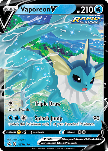 Pokémonkaart SWSH150 - Vaporeon V - SWSH Black Star Promos - [Promo]